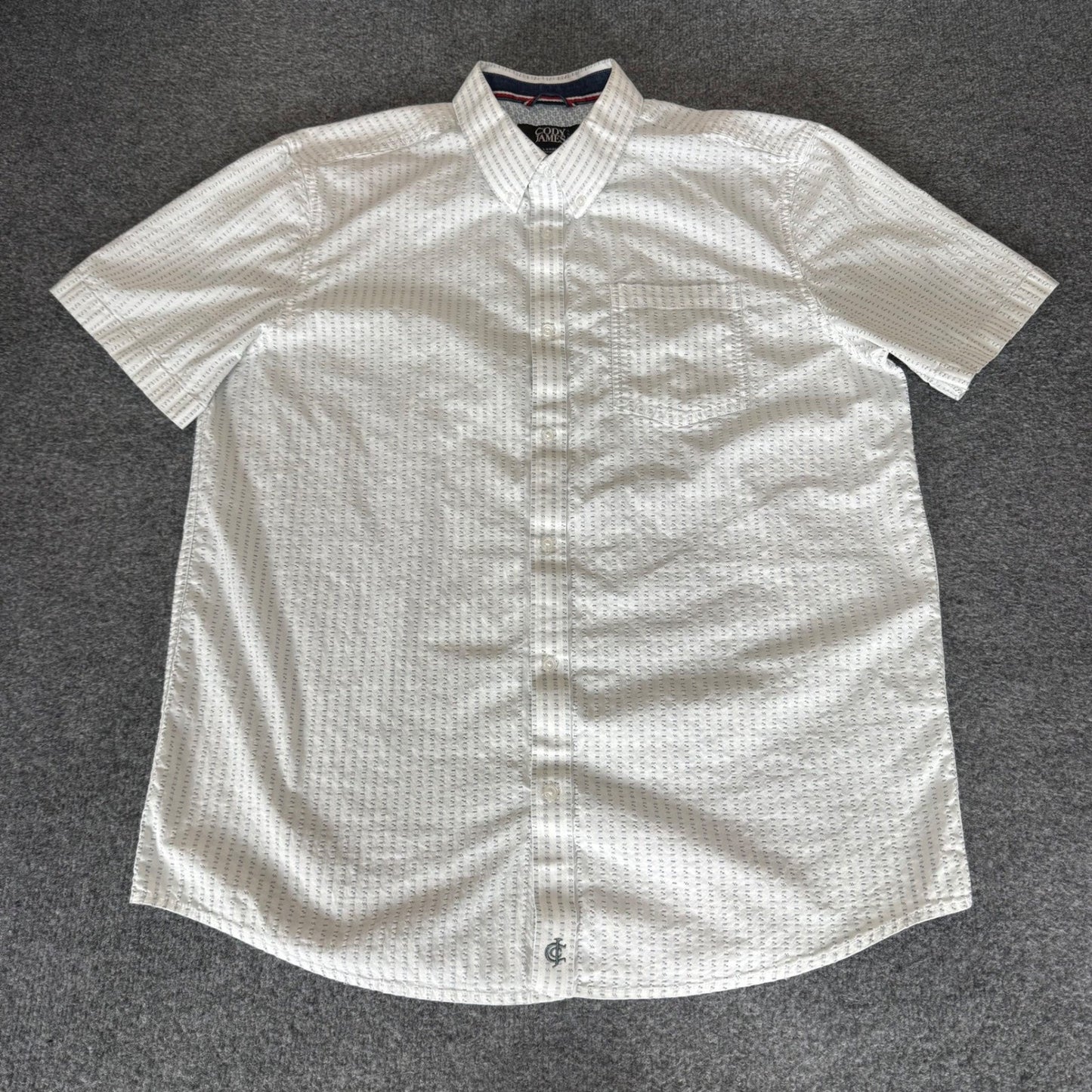 Cody James Core Shirt Mens Large White Seersucker Short Sleeve Button Up Western