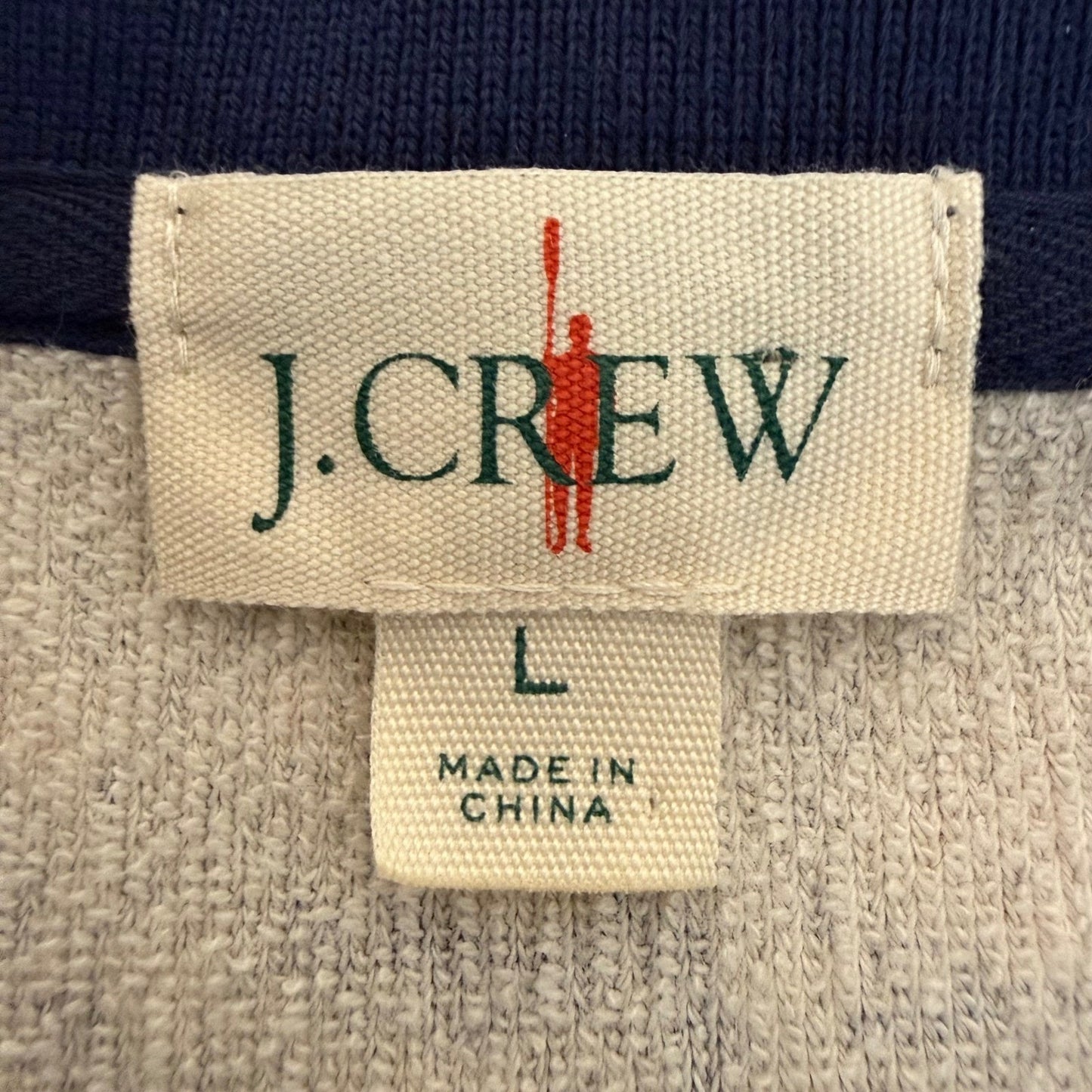 J Crew Terry Cloth Polo Shirt Mens L Paisley Raglan Sleeve Retro Resort Vacation