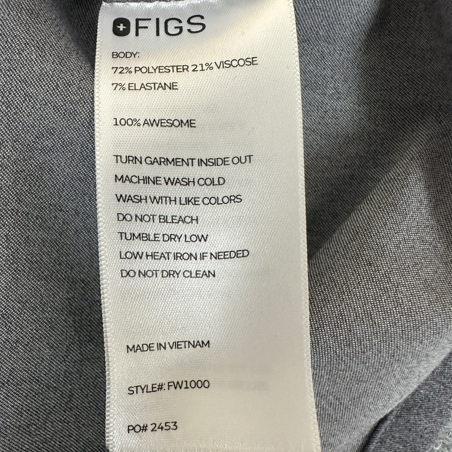 Figs Catarina Scrub Top Womens XL Graphite Short Sleeve One Pocket Medical Adult