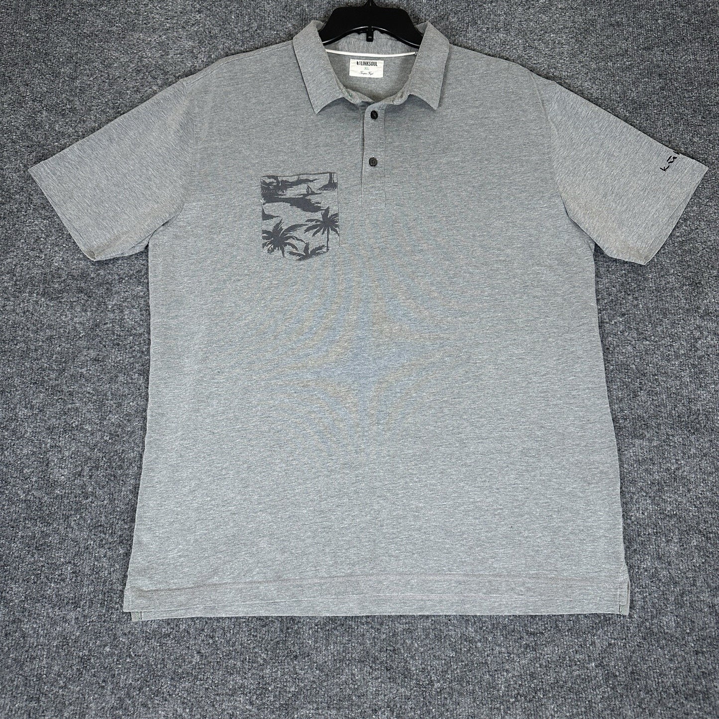Linksoul Polo Shirt Mens XL Grey Short Sleeve Pocket Golf Casual Cotton Adult