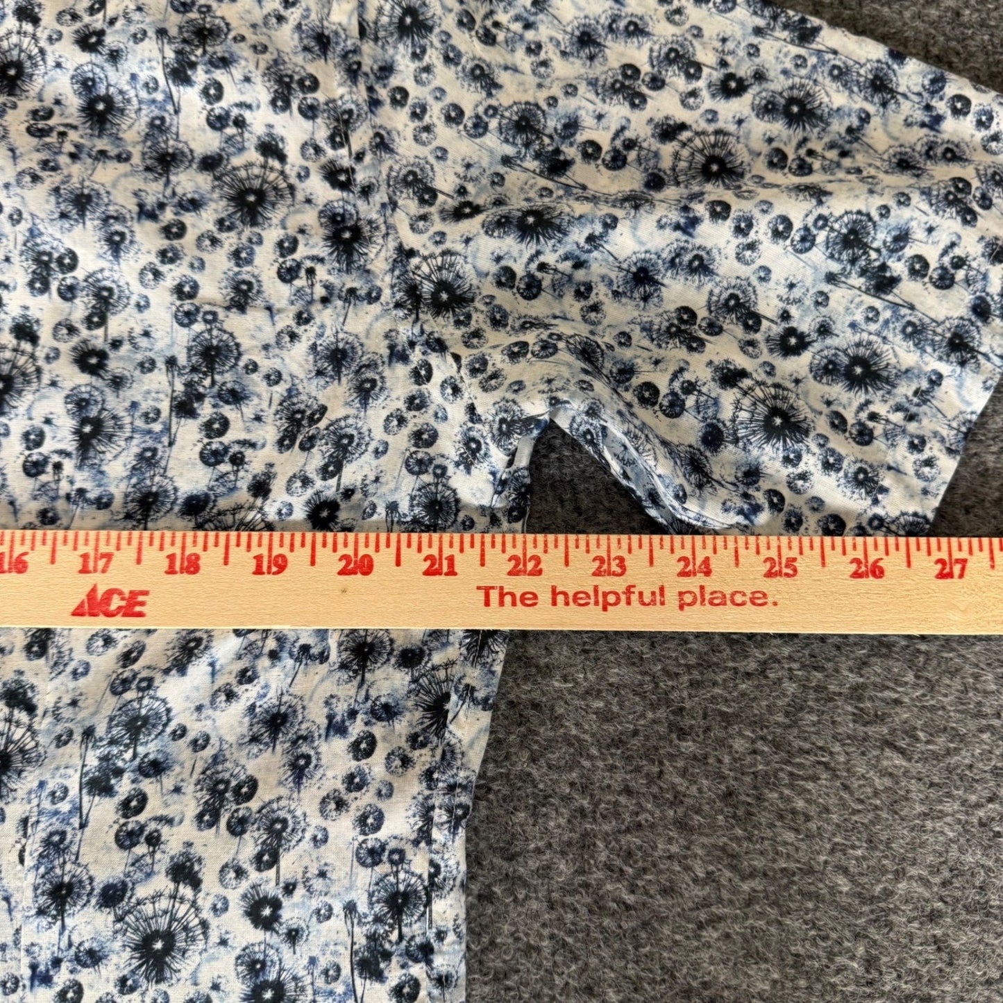 ETON Shirt Mens Large Size 42 16.5 Blue Floral Slim Fit Short Sleeve Button Down