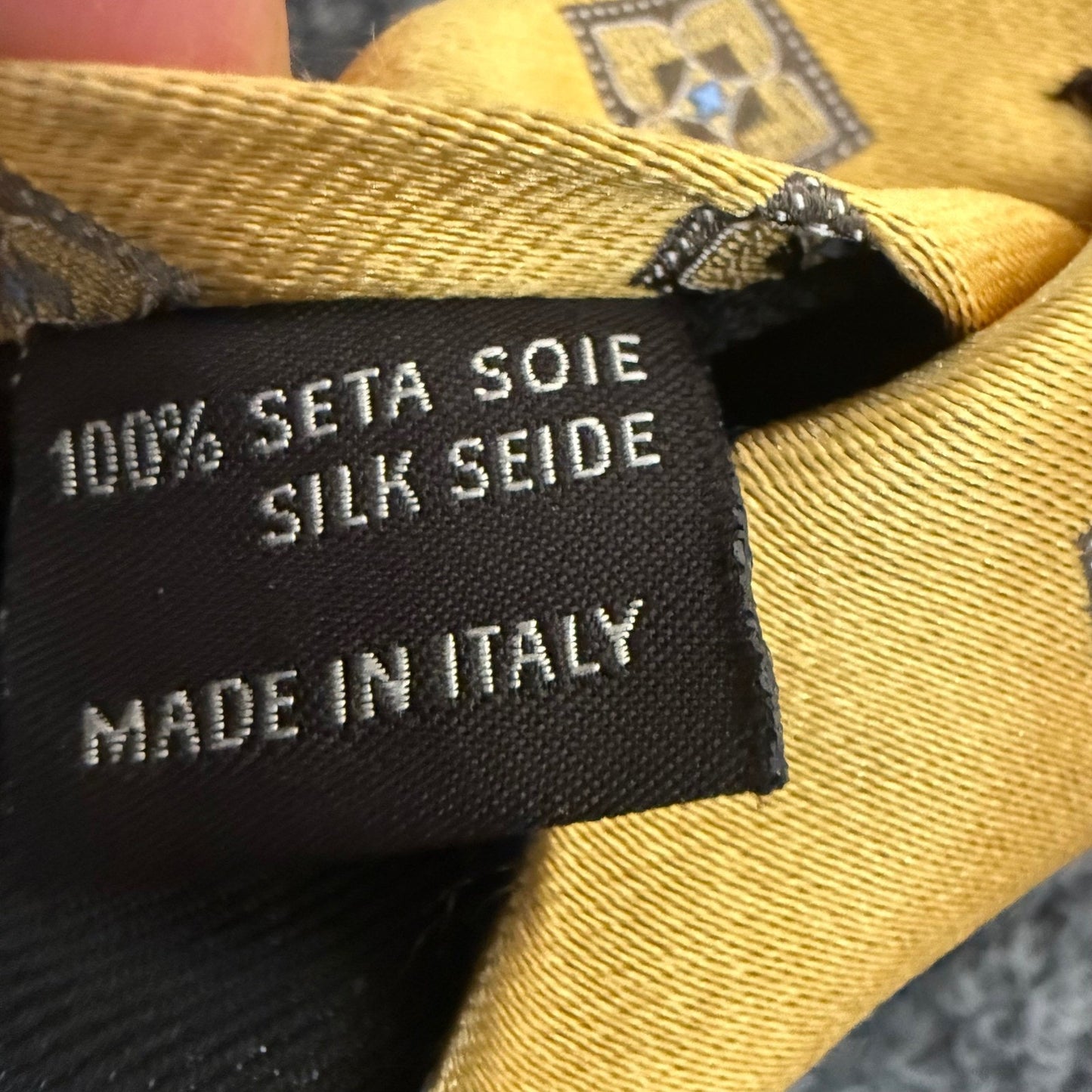 Canali Mens Silk Tie Yellow Geometric Medallion Made in Italy Formal Necktie