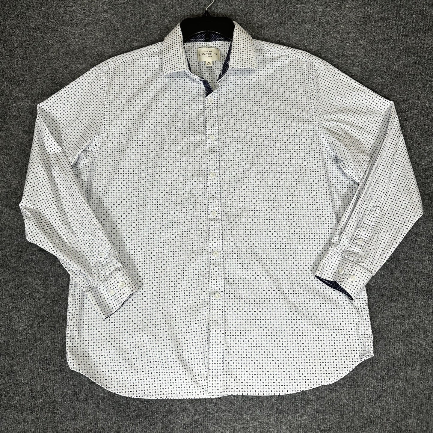 CON.STRUCT Shirt Mens XL Geometric Slim Fit Stretch Button Up Long Sleeve Casual