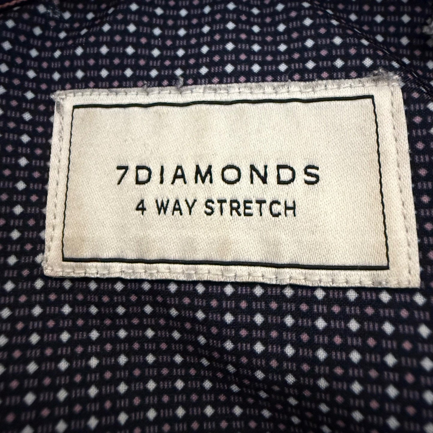 7 Diamonds Men XL Navy Blue Dotted Button Down Shirt 4 Way Stretch Modern Casual