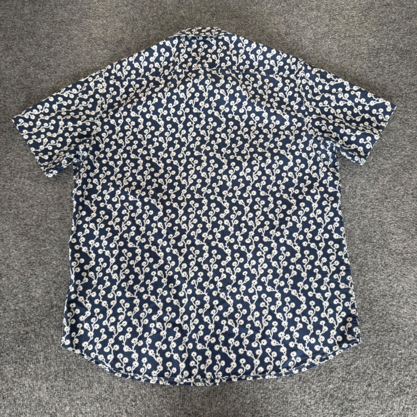 UNTUCKit Mens Large Slim Short Sleeve Floral Button Up Shirt Blue Casual Summer