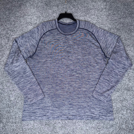 Lululemon Shirt Mens 2XL Blue Long Sleeve Athletic Training Gym Pullover Stretch