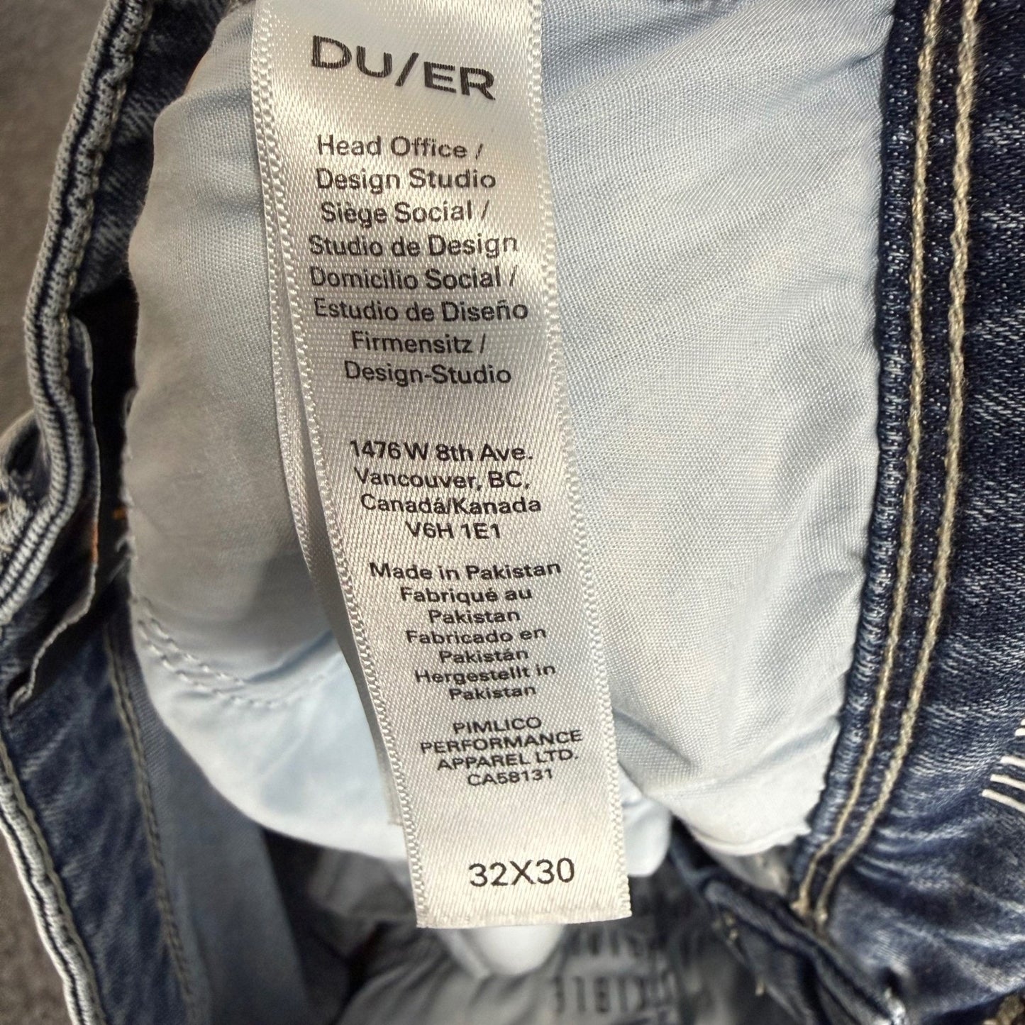DUER L2X Slim Fit Jeans Mens 32x30 Light Wash Denim Stretch Casual Comfort DU/ER
