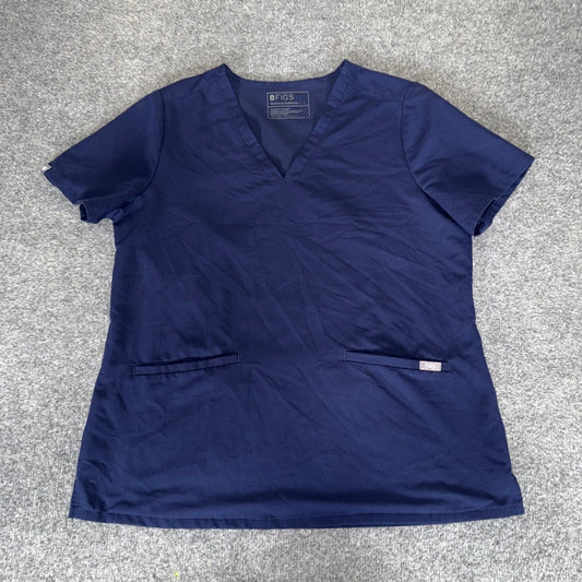 FIGS Casma V-Neck Scrub Top Womens Large Navy Blue Medical Healthcare Uniform
