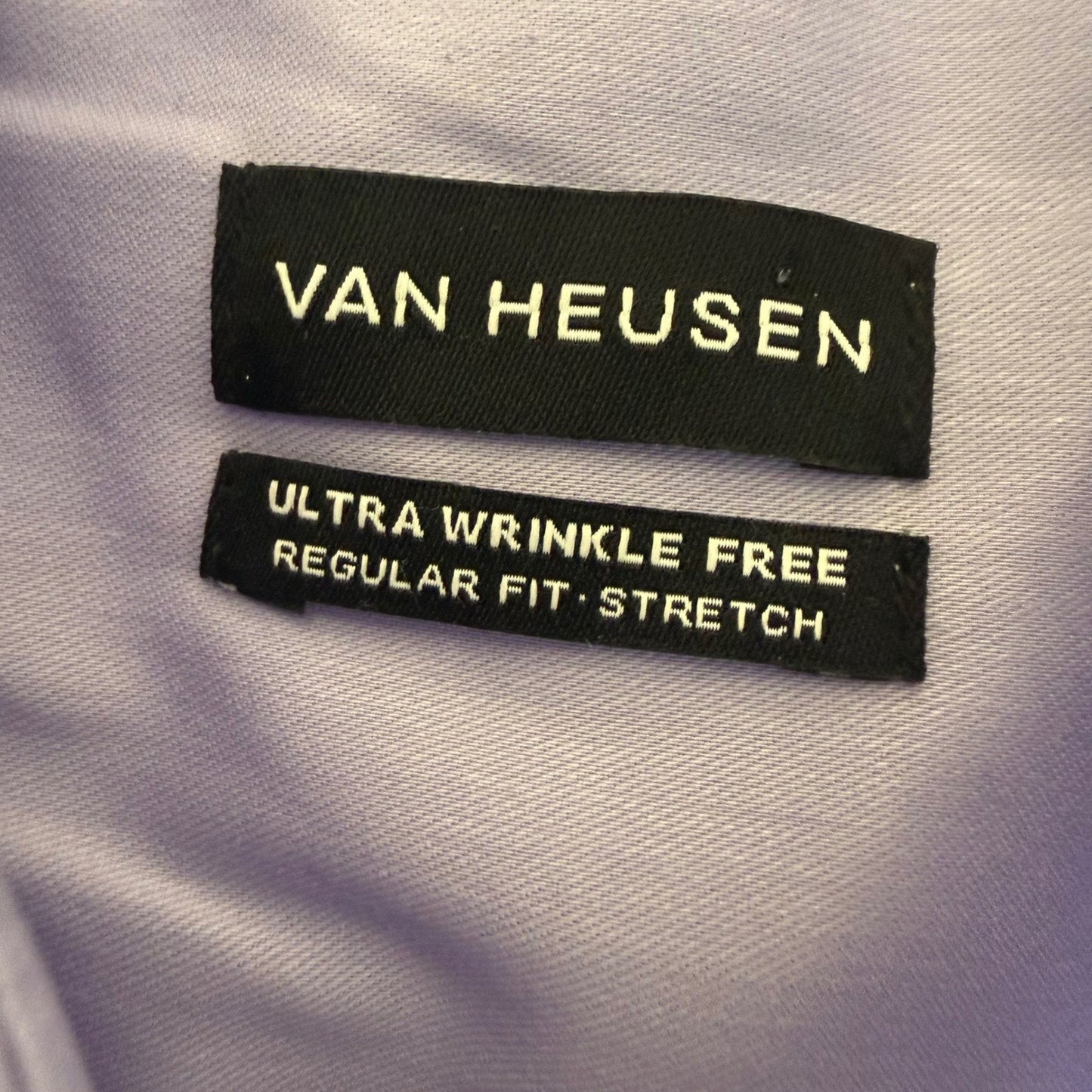 Van Heusen Mens M Regular Fit Stretch Dress Shirt Lavender 15-15.5 34/35 NEW