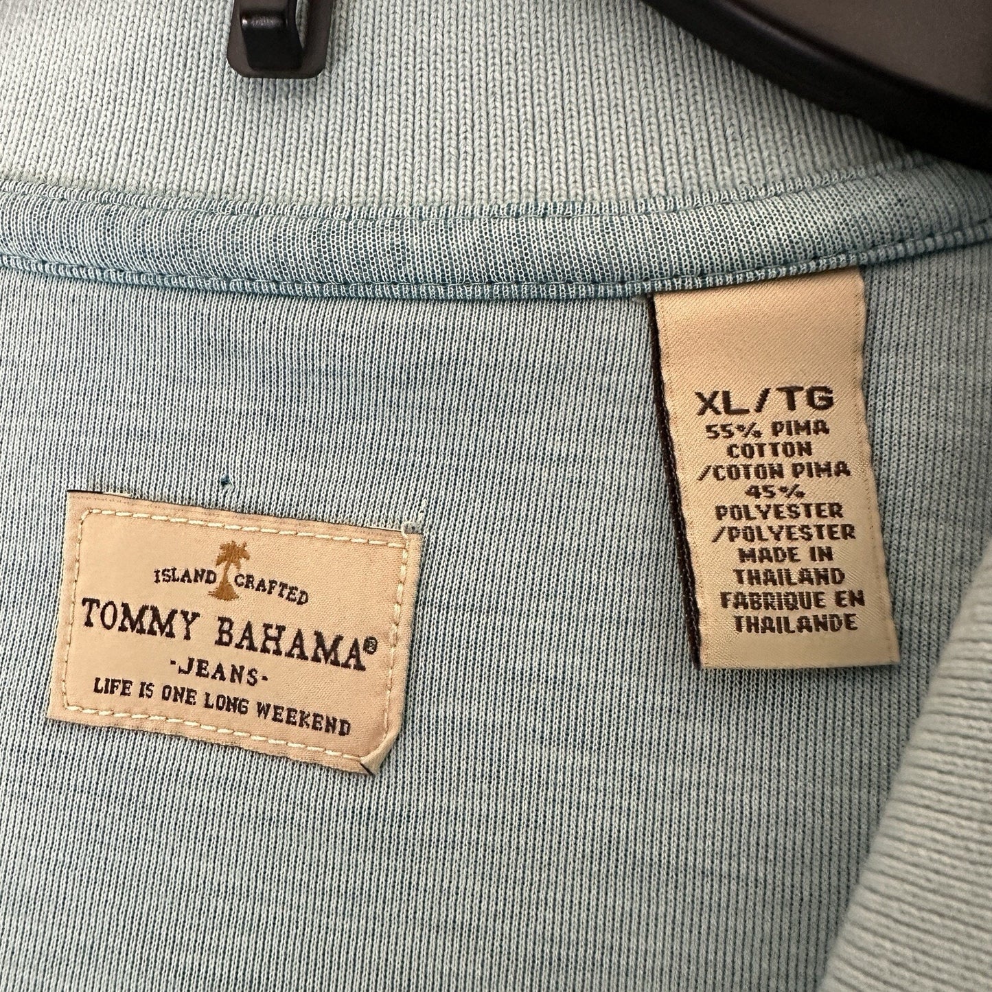 Tommy Bahama Shirt Men XL Green Polo Pima Cotton Solid Short Sleeve Casual Adult