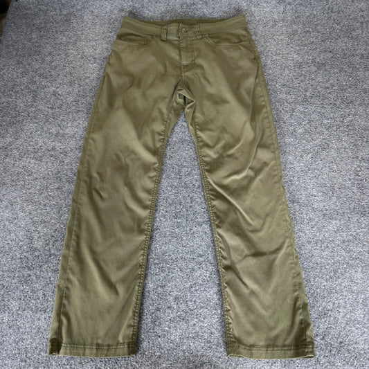 prAna Brion Pant Mens 31x30 (32x29) Green Slim Fit Outdoor Hiking Travel Stretch