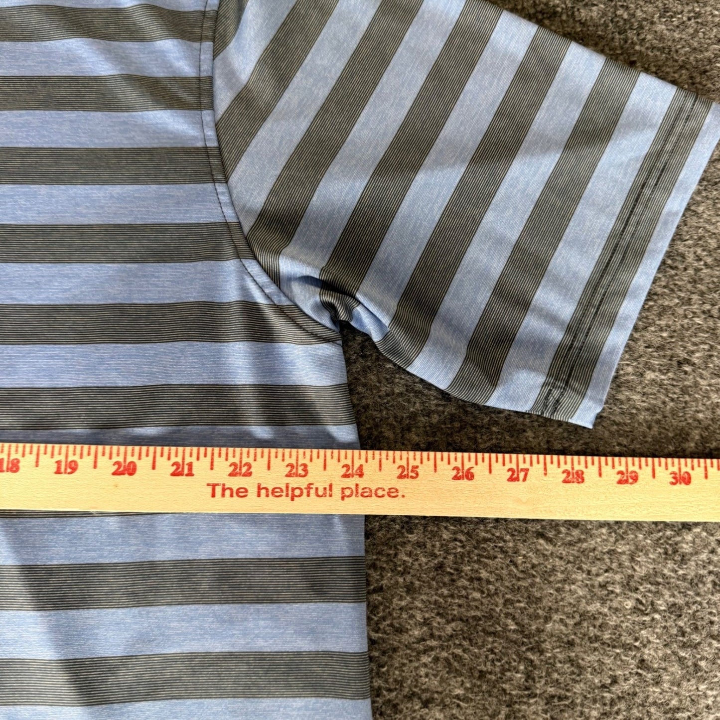 Southern Marsh Polo Shirt Men Large Blue Striped Performance Golf Stretch Casual