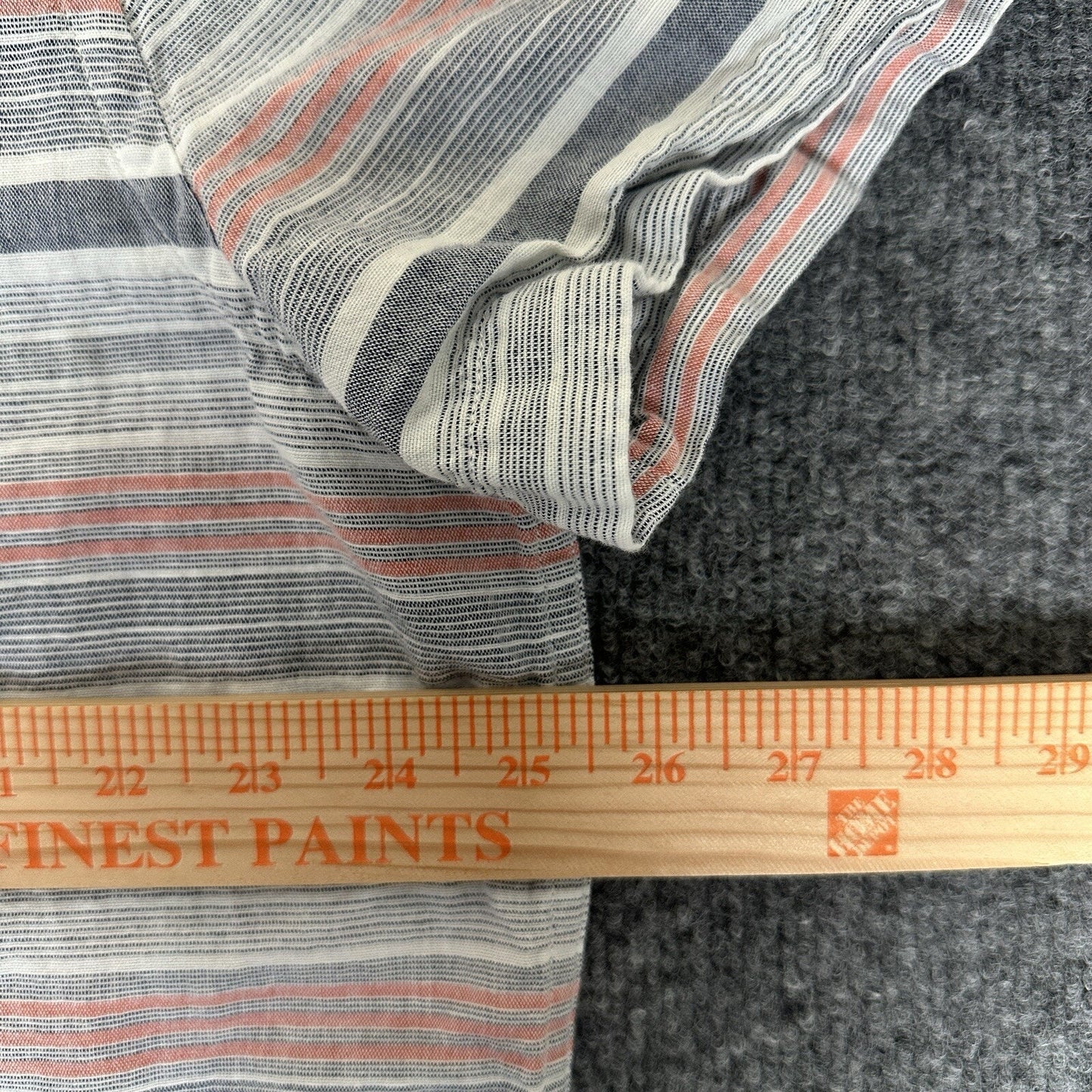 St John's Bay Shirt Mens XL Grey Striped Linen Short Sleeve Button Down Adult