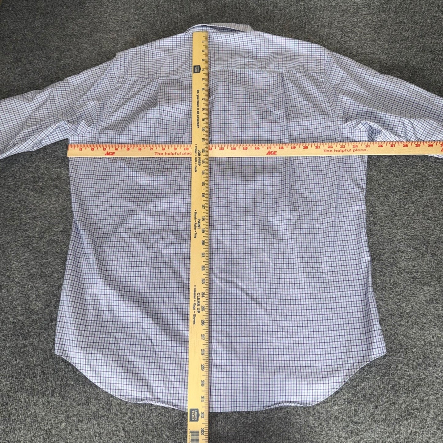 David Donahue Mens XL Purple White Check Plaid Cotton Button Down Dress Shirt