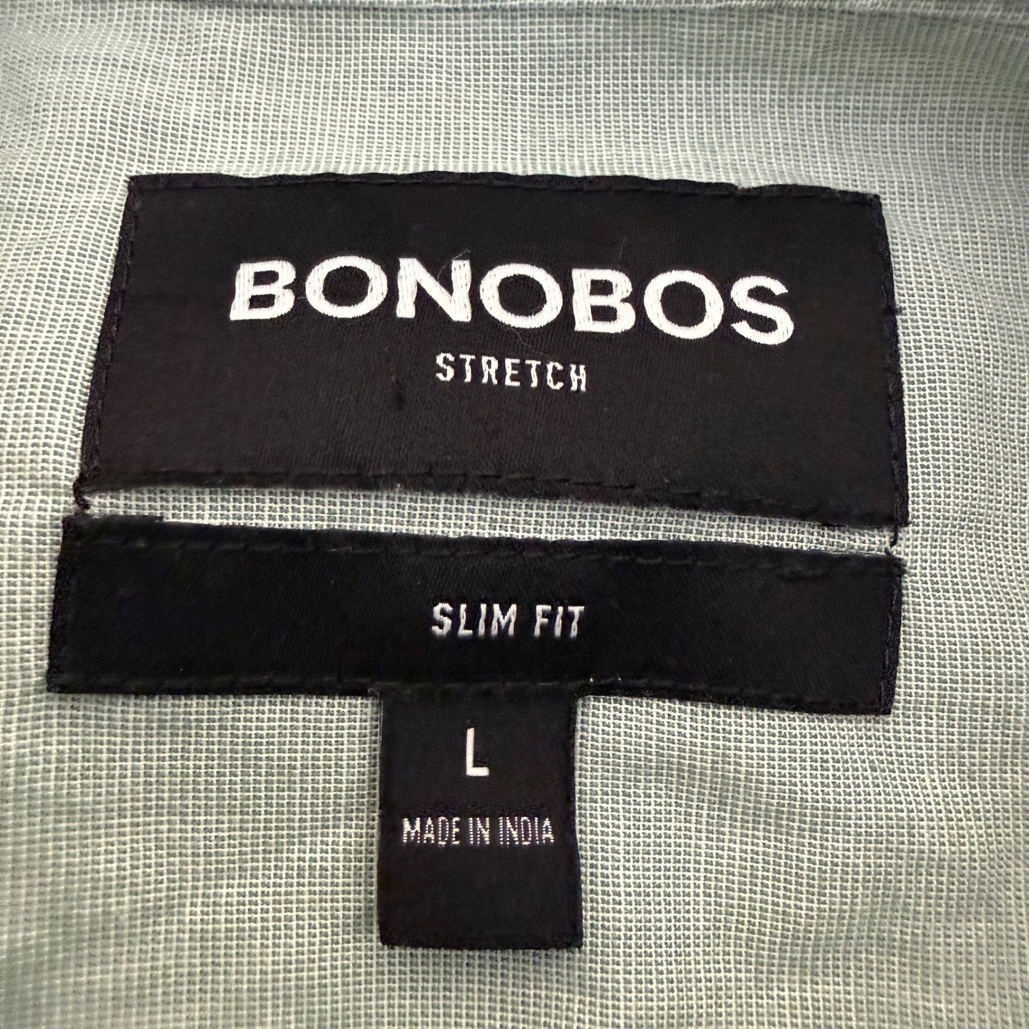 Bonobos Shirt Mens Large Green Stretch Slim Fit Short Sleeve Button Up Casual