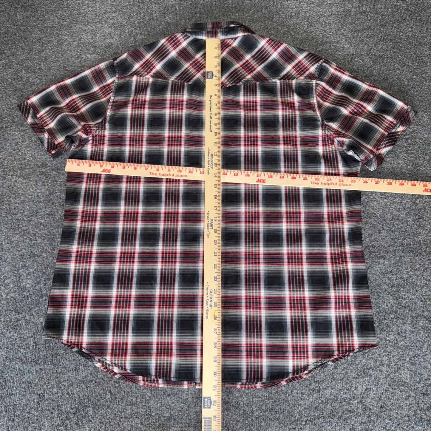 7 Diamonds Mens XXL Western Shirt Red Plaid Pearl Snap Cowboy VTG Short Sleeve