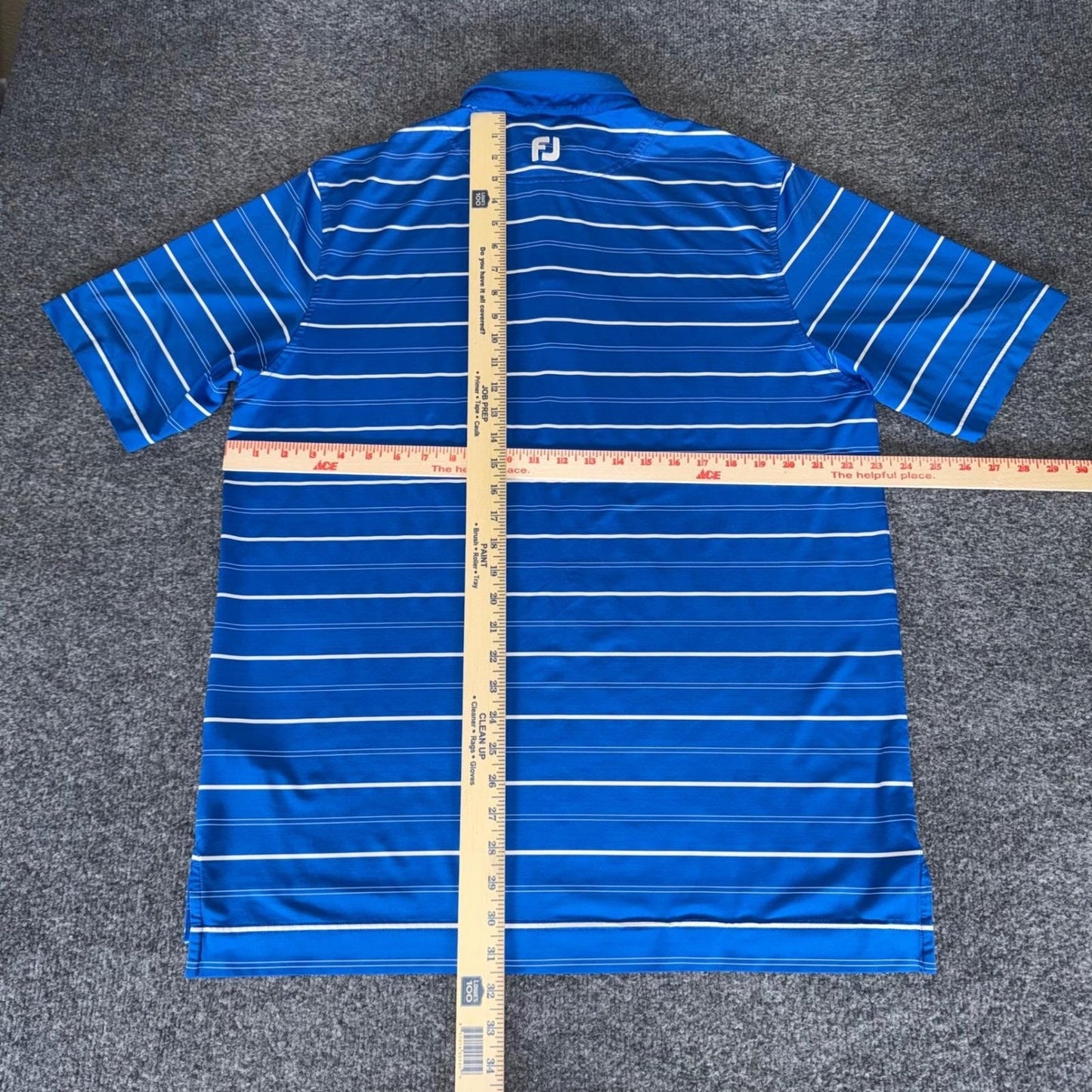 FootJoy Golf Polo Shirt Men Blue Striped Athletic Fit Performance Stretch Casual
