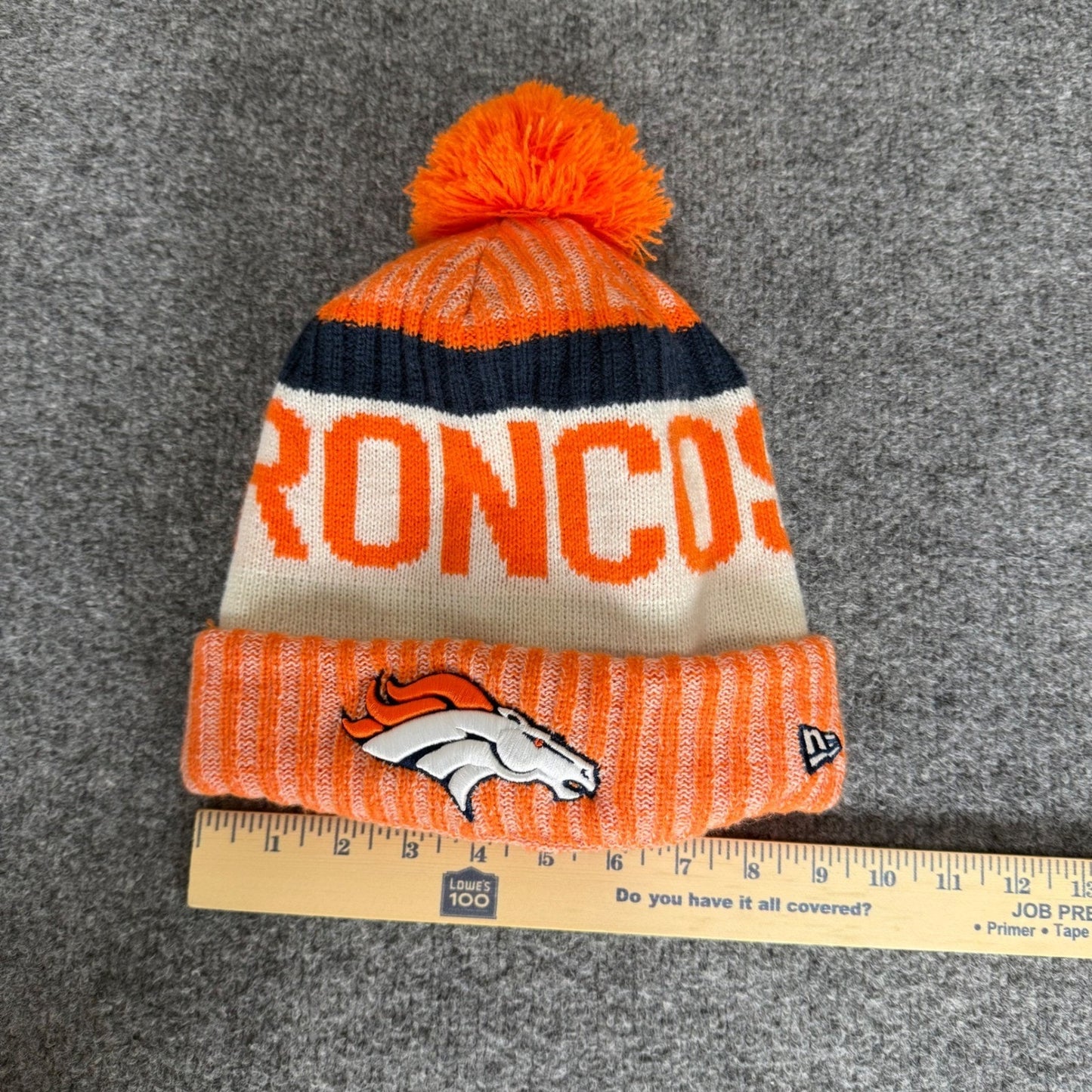 New Era Denver Broncos NFL Beanie Knit Pom Hat Orange One Size Winter Football