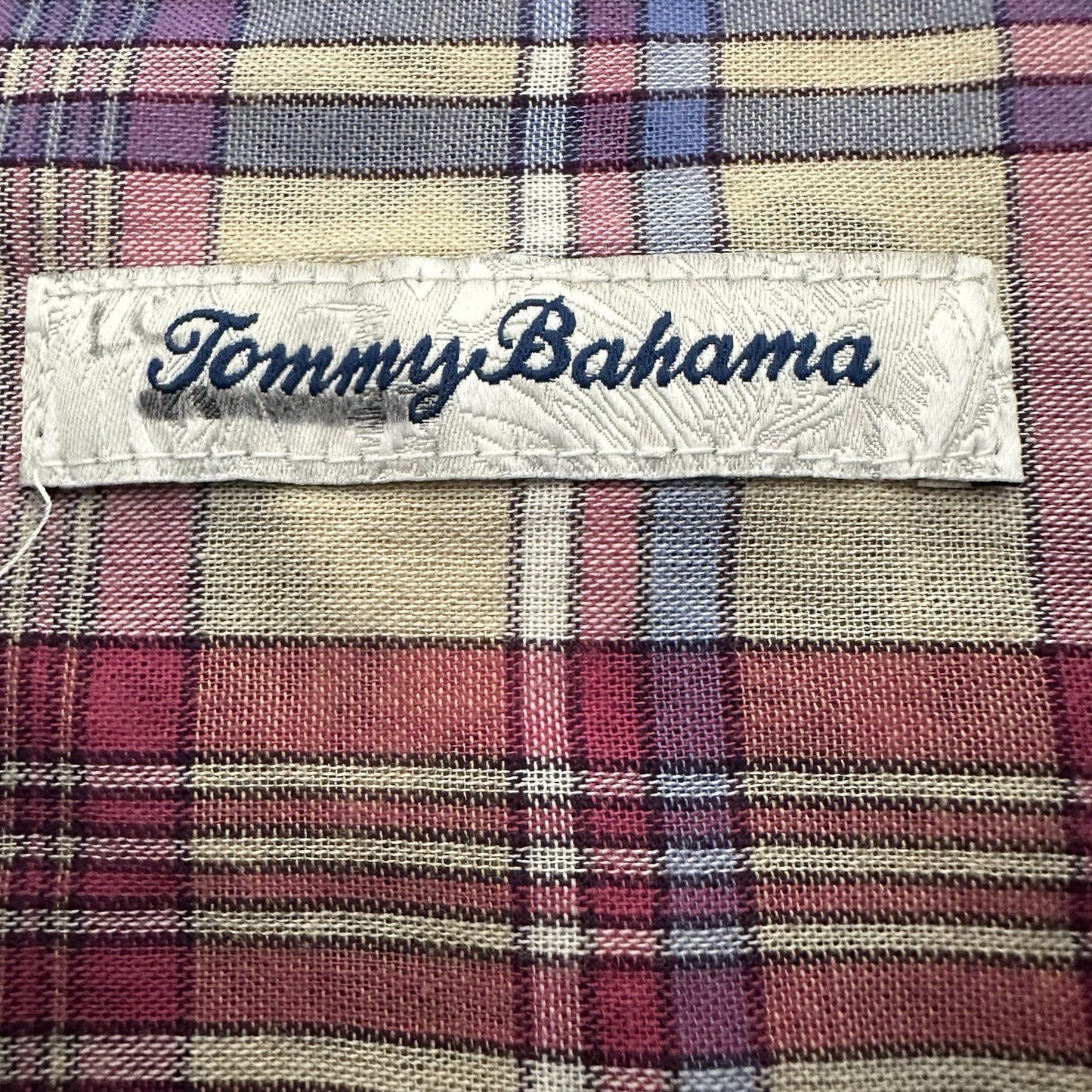 Tommy Bahama Shirt Men's Large Purple Plaid Long Sleeve Button Up Casual Preppy