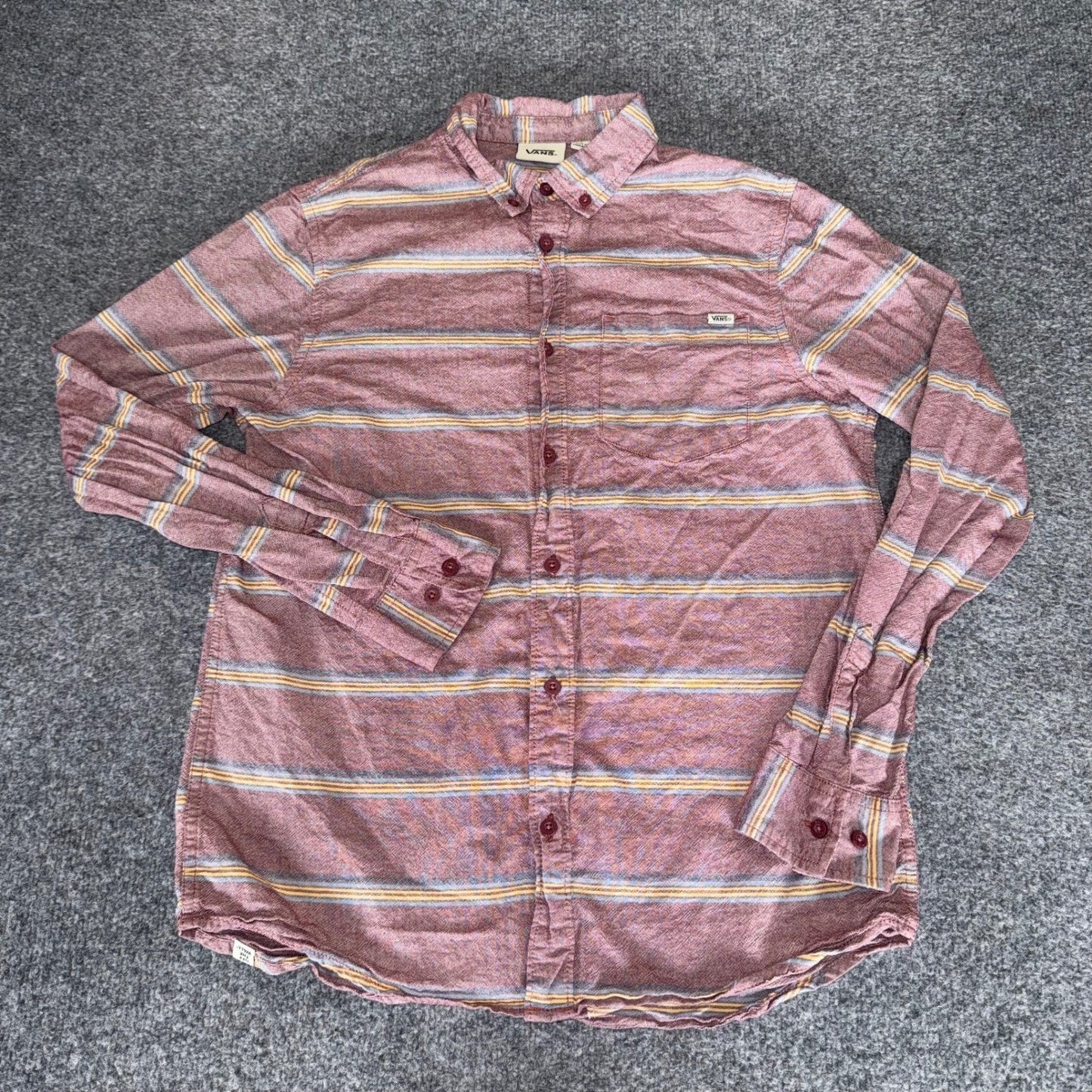 Vans Off The Wall Mens Small Striped Long Sleeve Button Down Shirt Casual Skate