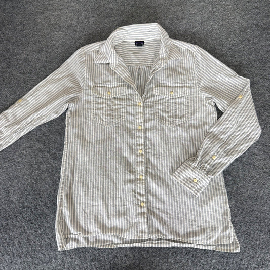 Patagonia A/C Shirt Women Small Striped Button Up Organic Cotton Hemp Casual Top