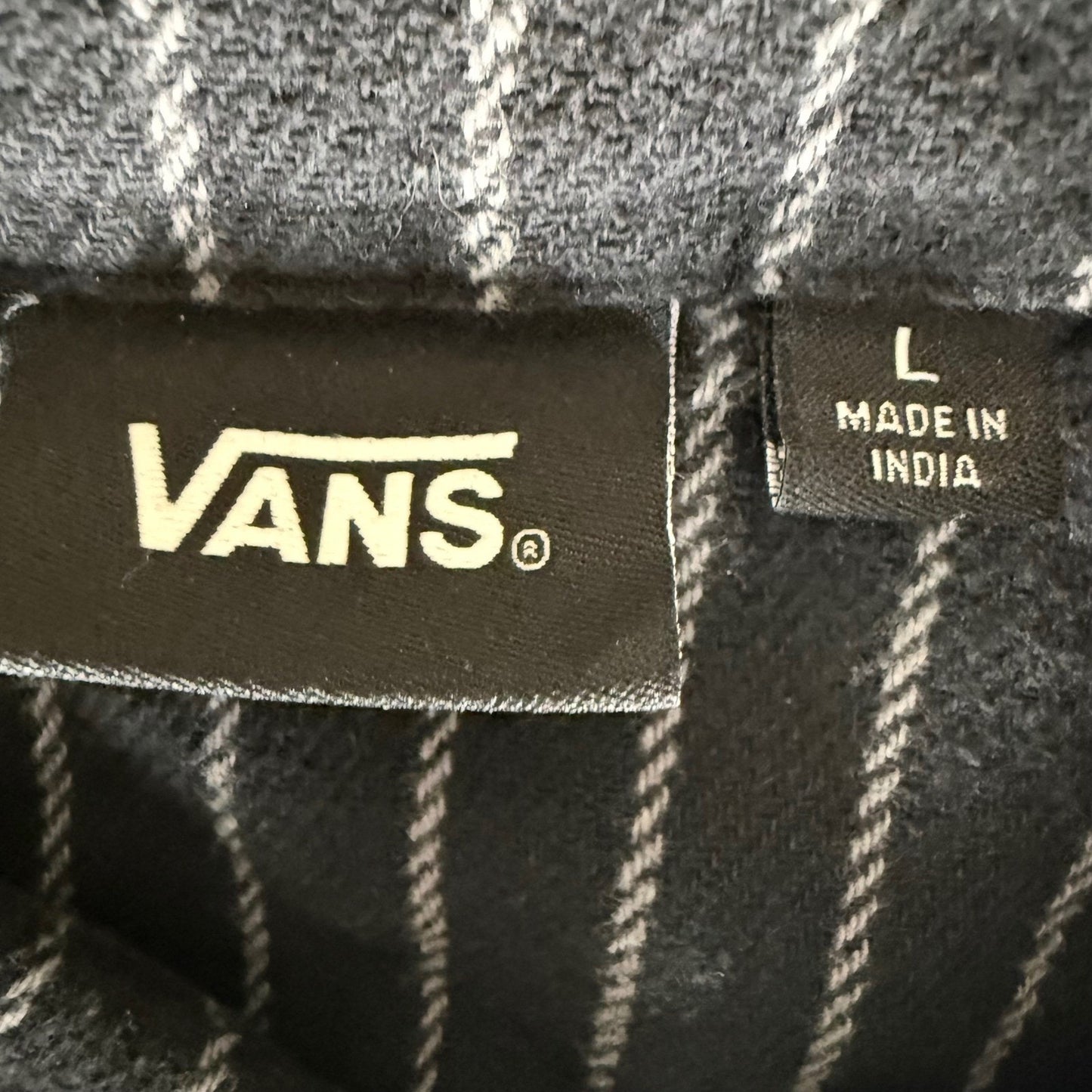 Vans Mens Large Black Striped Flannel Long Sleeve Button Up Shirt Large Skate