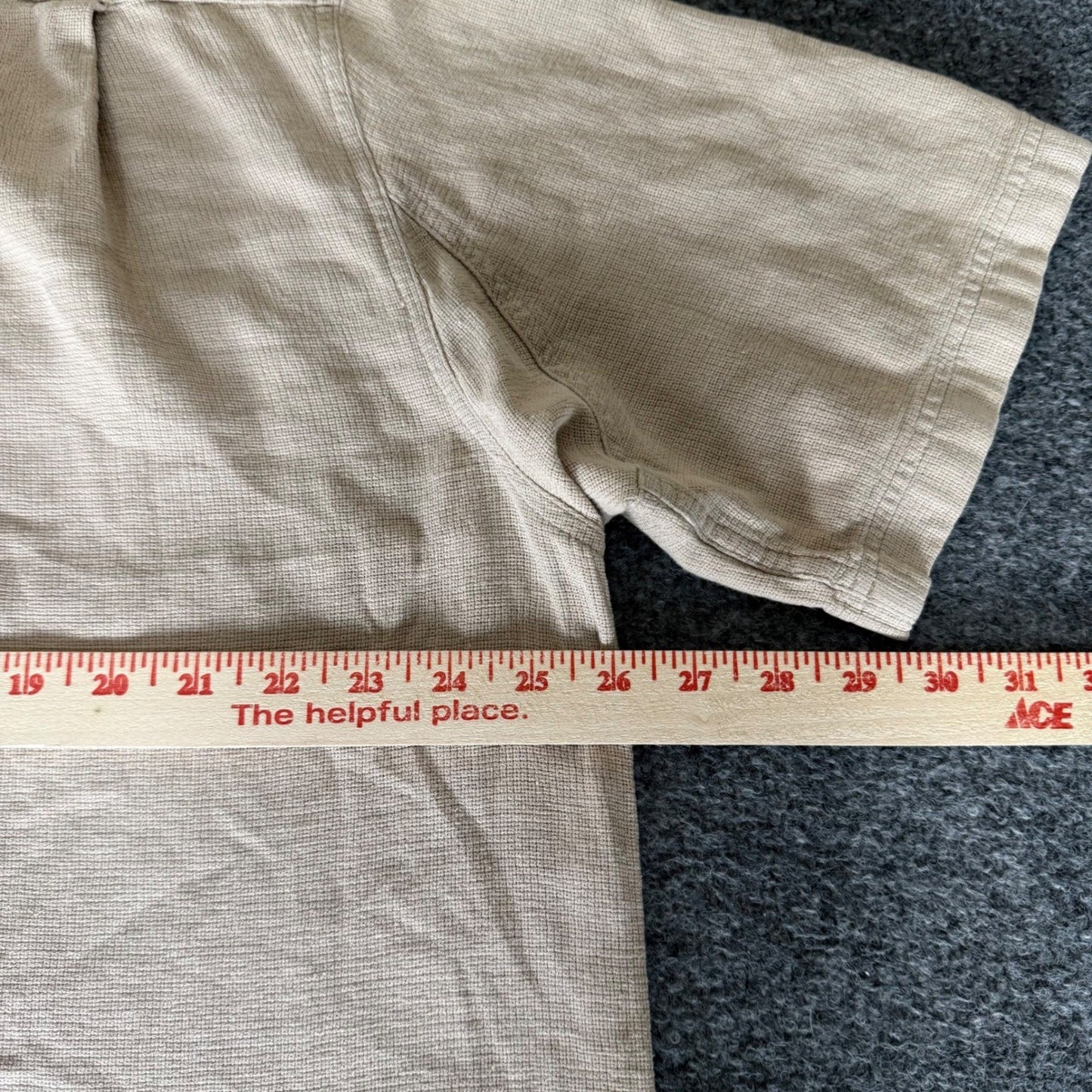 Duluth Trading Co Mens XL Beige Hemp Blend Short Sleeve Button Up Shirt Casual