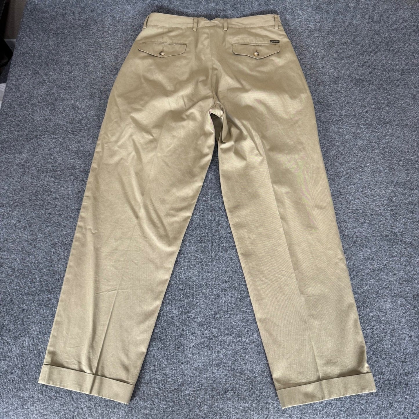 Faconnable Dress Pants Mens 34x30 Khaki Pleated Cotton Classic Business Casual