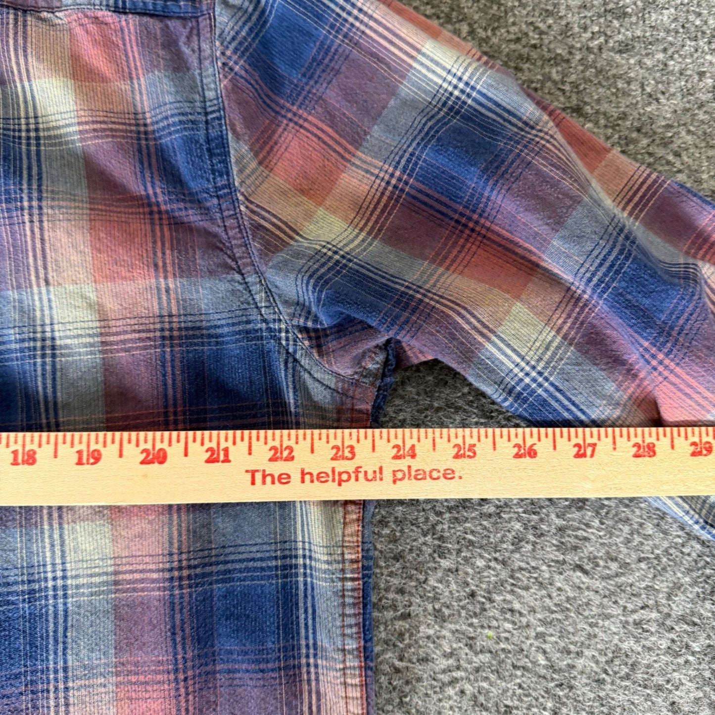 Carbon 2 Cobalt Mens L Plaid Button Up Shirt Blue Red Cotton Long Sleeve Casual