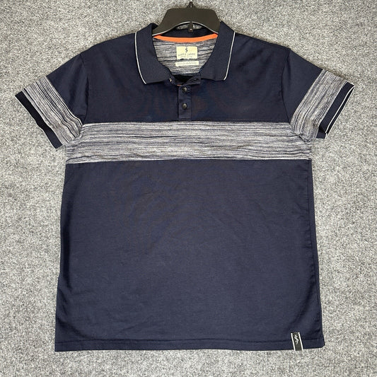 Scott James Polo Shirt Mens XS Navy Blue Grey Short Sleeve Pullover Casual Adult