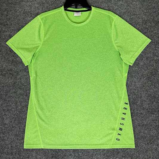 Gymshark Shirt Men Large Green Short Sleeve Crew Neck Stretch Workout Gym Hi Vis