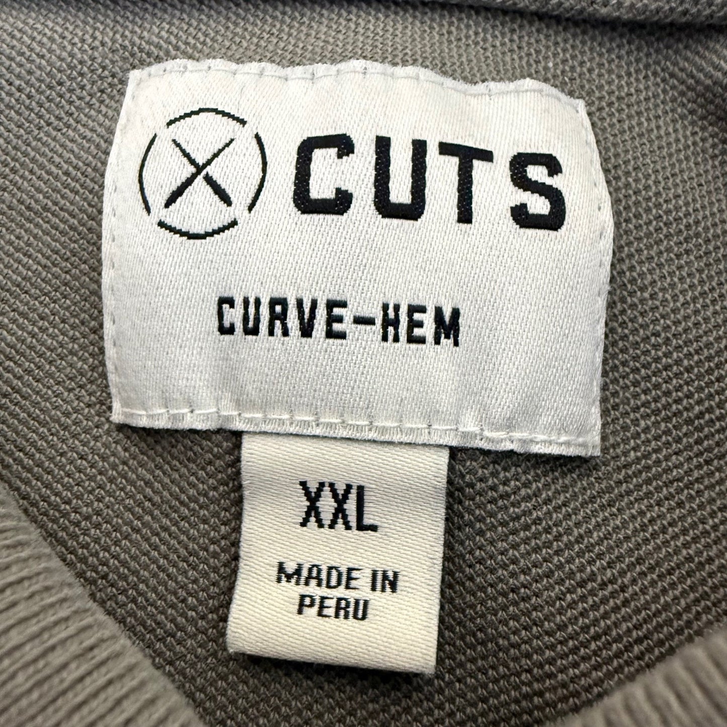 Cuts Polo Shirt Mens XXL Green Curve Hem Short Sleeve Pima Cotton Casual Office