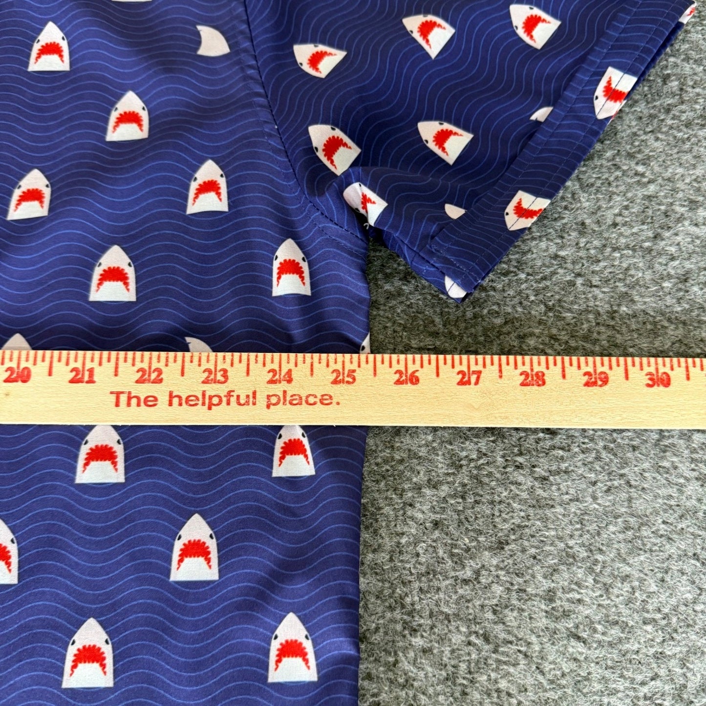 RSVLTS Shirt Mens XXL Blue Shark Print Short Sleeve Button Down KUNUFLEX Casual