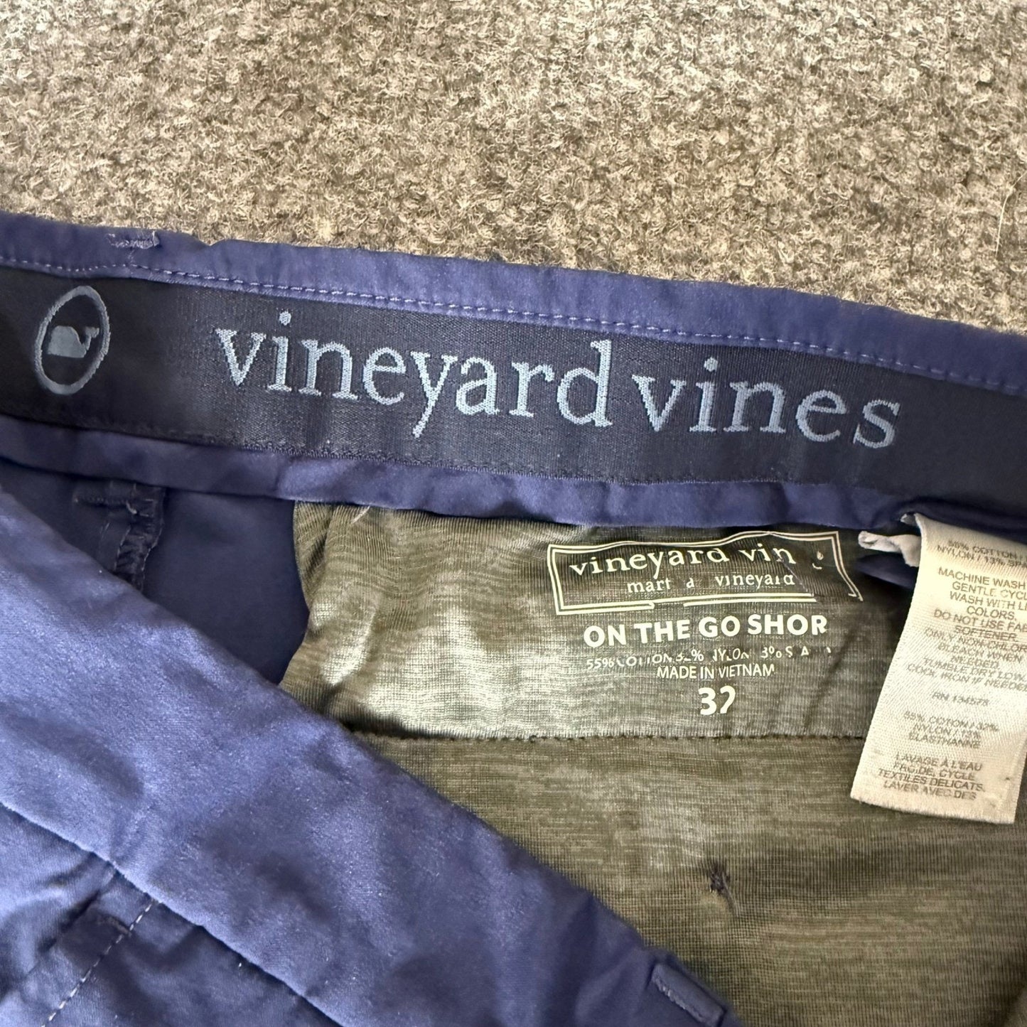 Vineyard Vines On The Go Shorts Mens 32 Blue Performance Stretch Golf Casual