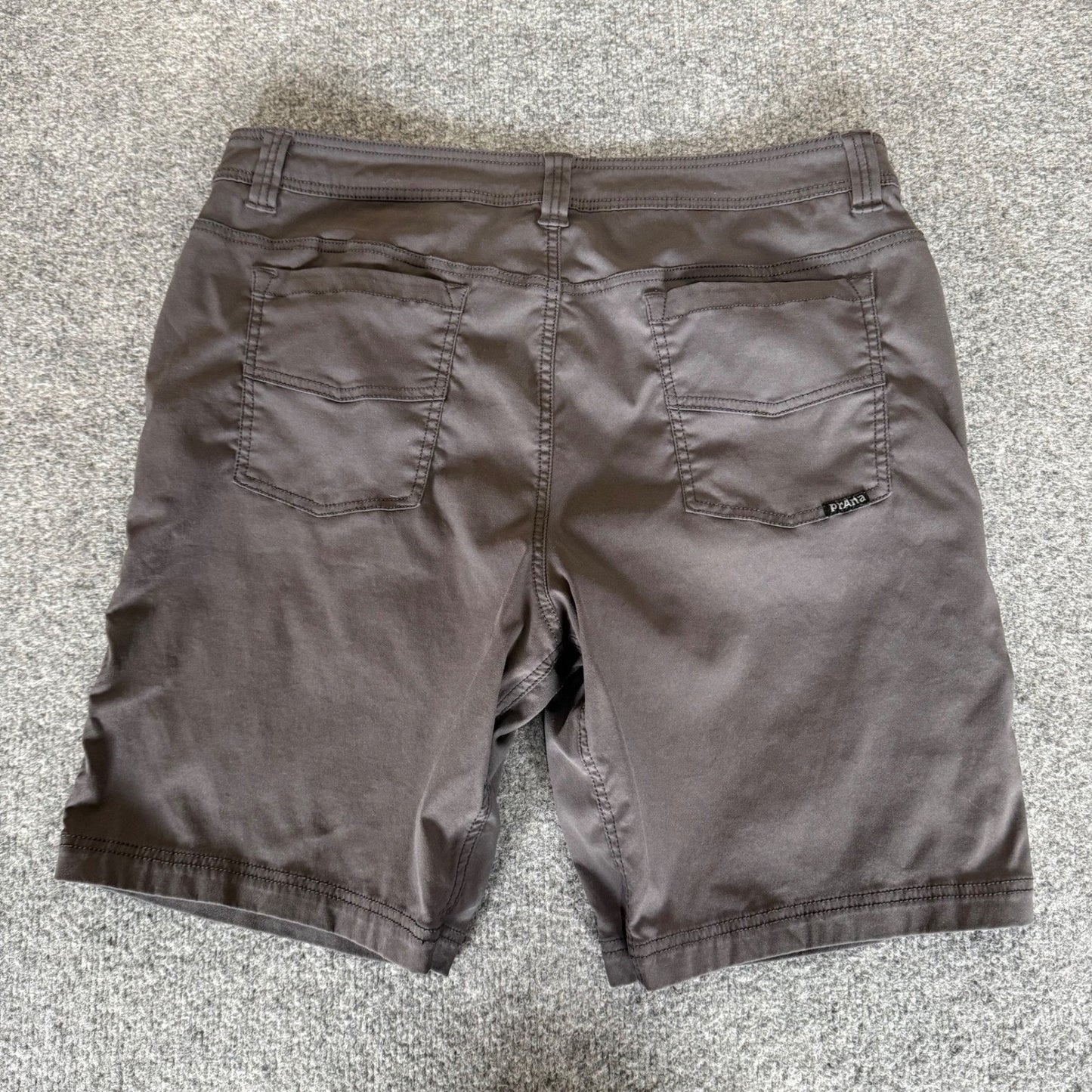 prAna Brion Shorts Mens 36 Gray Stretch Hiking Outdoor Travel Climbing Trail