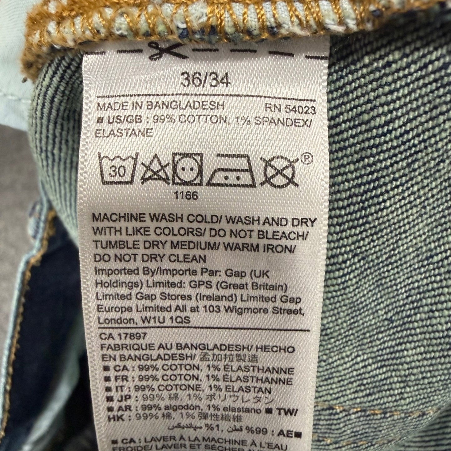 Gap Denim Slim Fit Distressed Jeans Mens 38x34 Dark Wash Blue Stretch Denim Pant