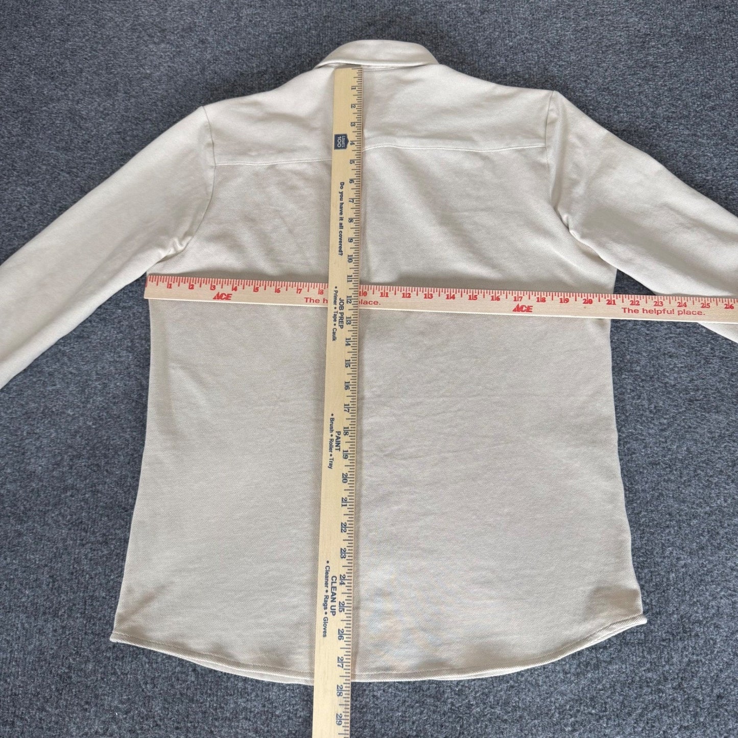 Collars & Co Shirt Mens M Beige Luxury Pique Cotton Long Sleeve Button Up Casual