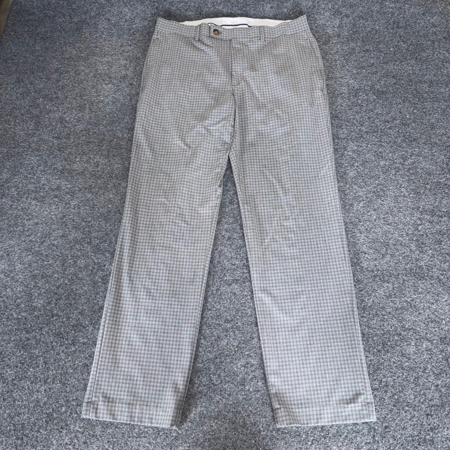 Lauren Ralph Lauren Mens Gray Plaid Dress Pants 33x30 (32x29.5) Stretch Trousers