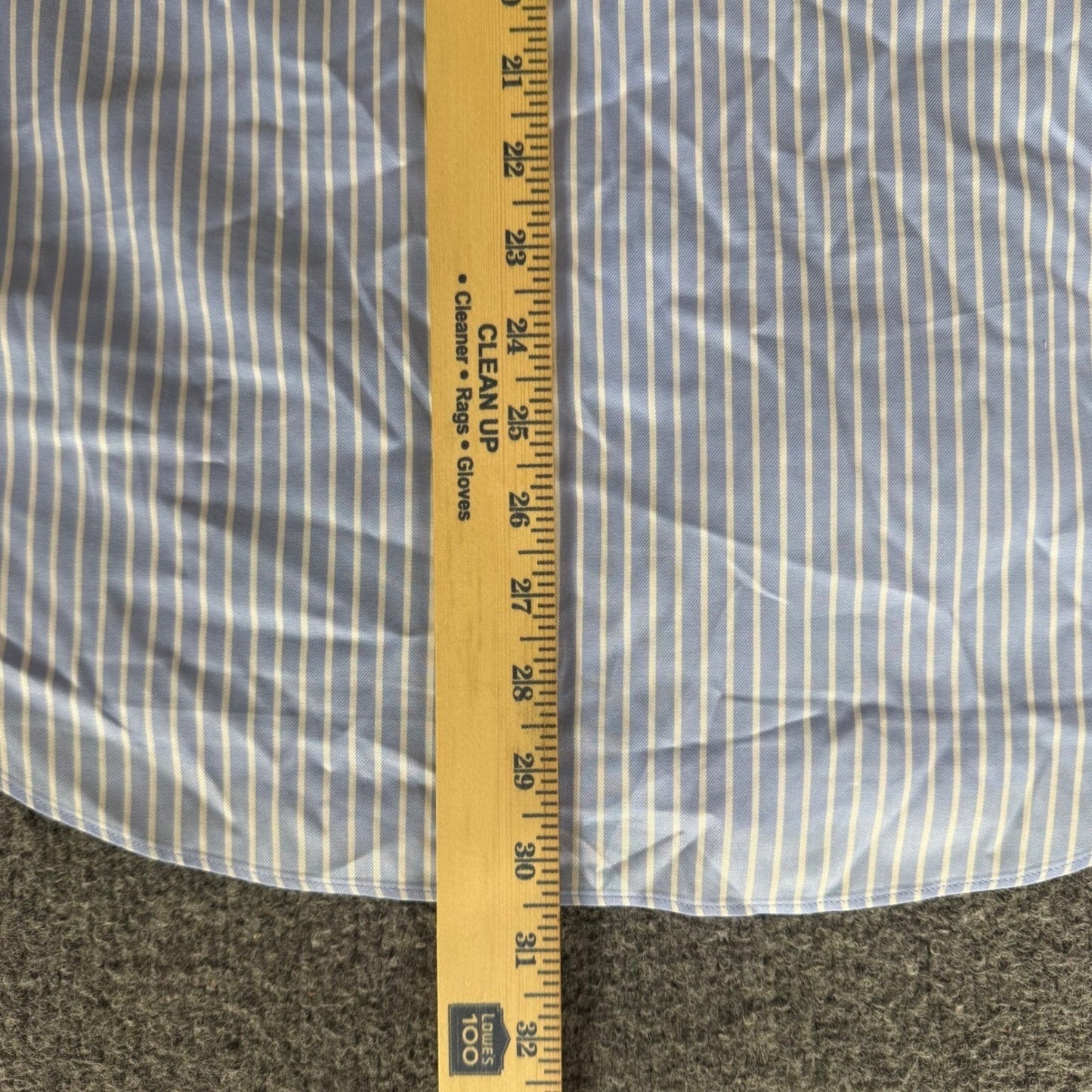 Charles Tyrwhitt Mens 15.5 33 Non Iron Slim Fit Striped Dress Shirt Blue White