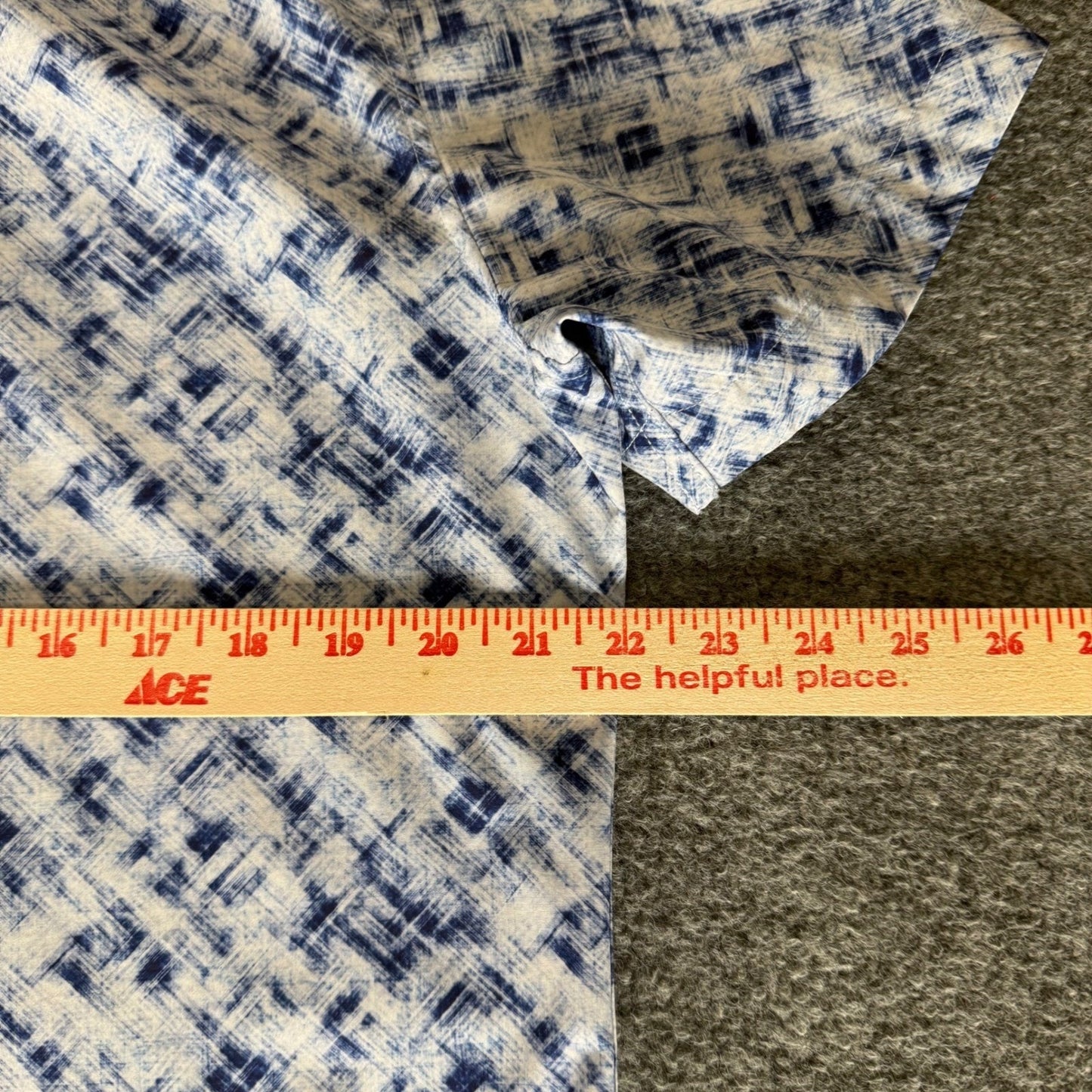 7 Diamonds 4 Way Stretch Shirt Mens Large Blue Geometric Short Sleeve Button Up