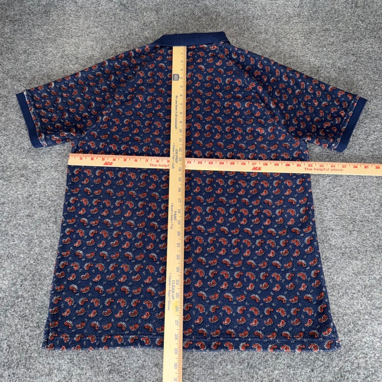 J Crew Terry Cloth Polo Shirt Mens L Paisley Raglan Sleeve Retro Resort Vacation