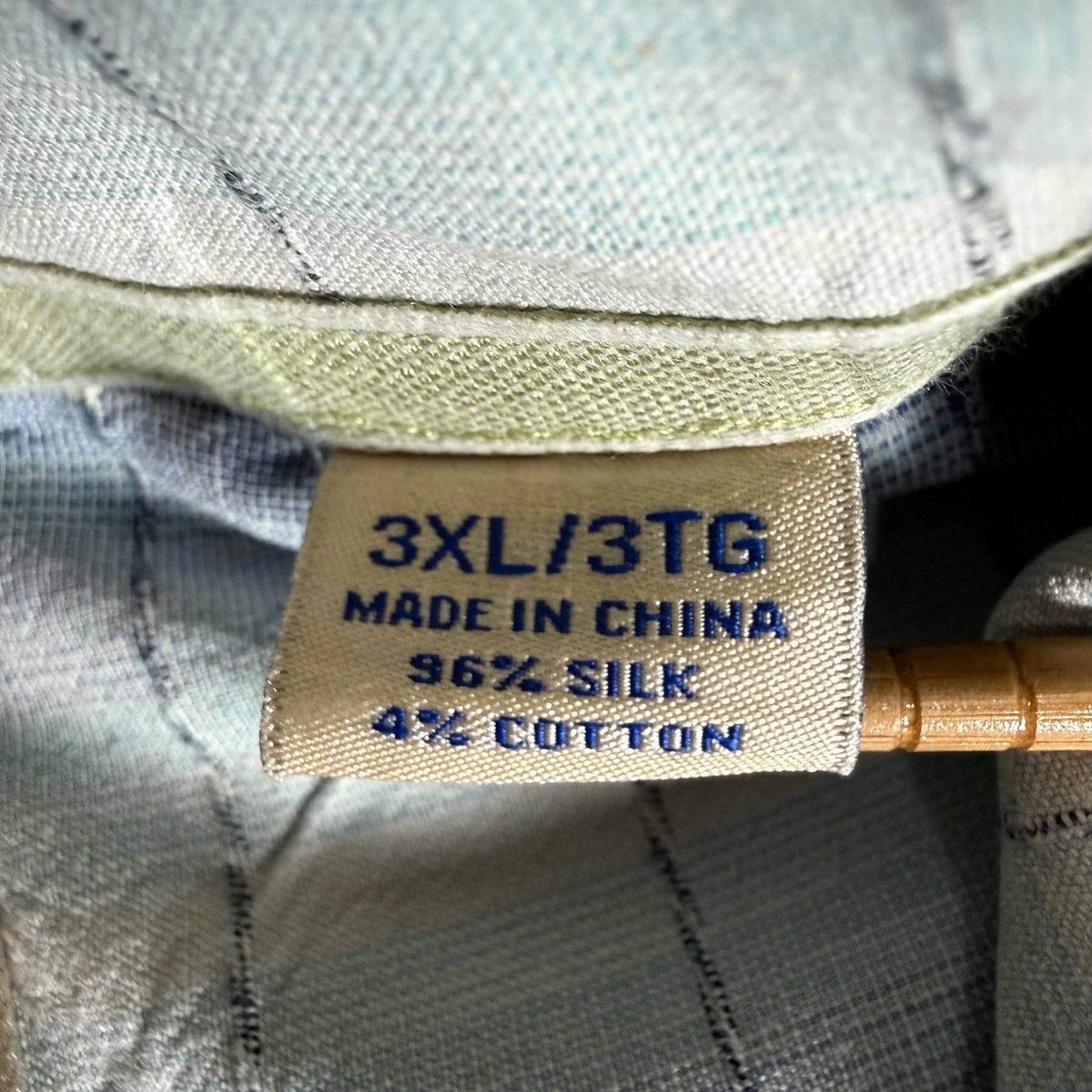 Tommy Bahama Mens 3XL Silk Blend Shirt Blue Plaid Short Sleeve Hawaiian Resort