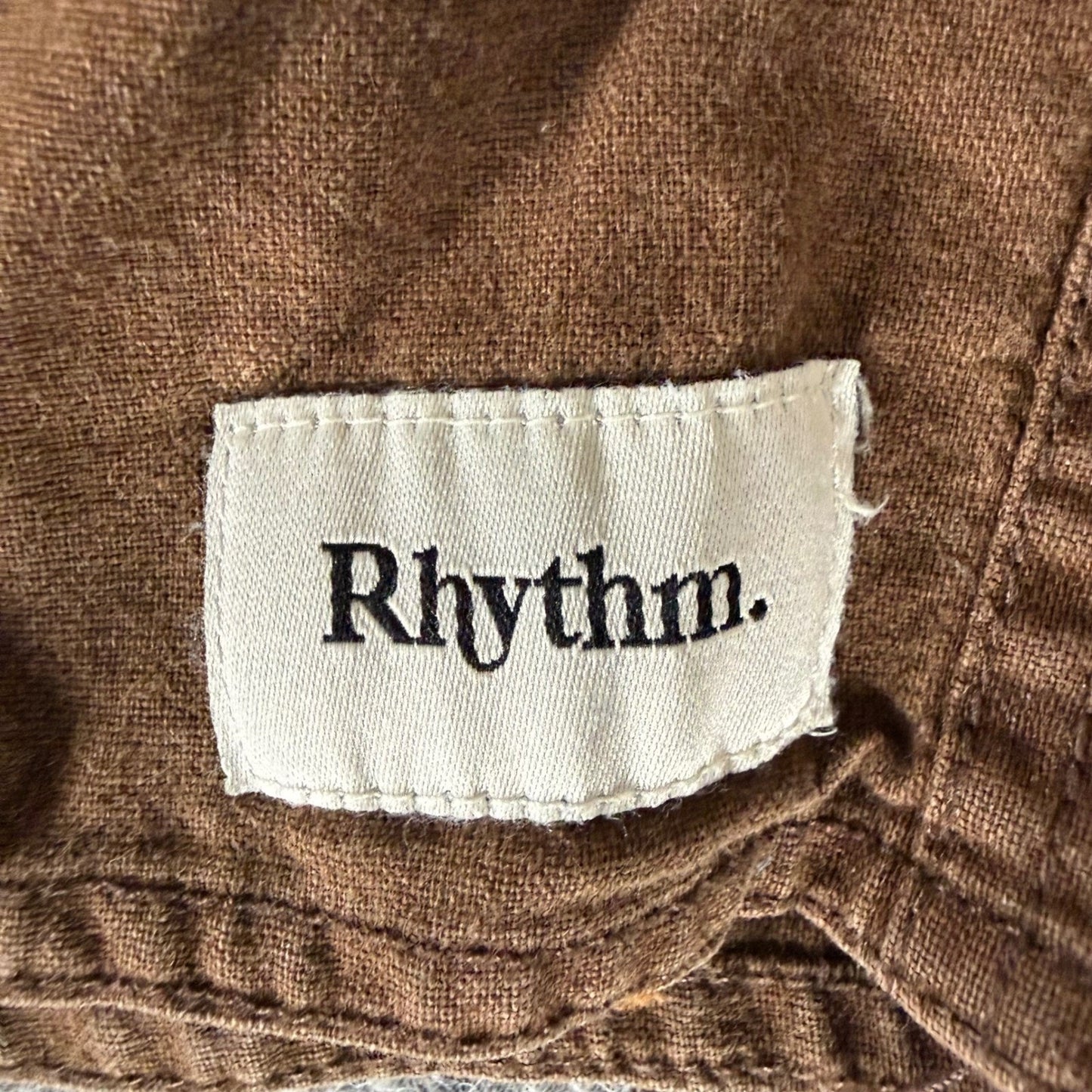Rhythm. Classics Mens Brown Linen Cotton Blend Drawstring Shorts Size 33