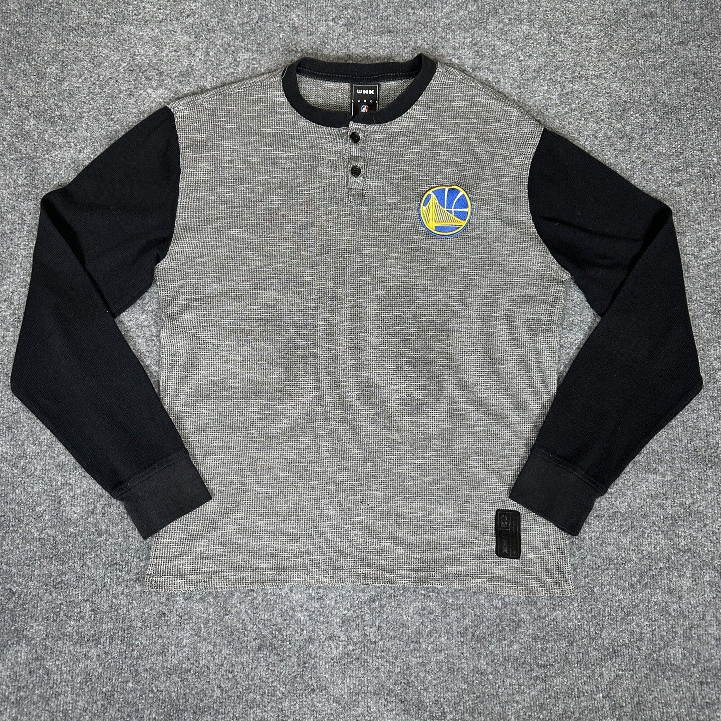 Golden State Warriors Henley Shirt Men L (S) NBA Long Sleeve Waffle Thermal Knit