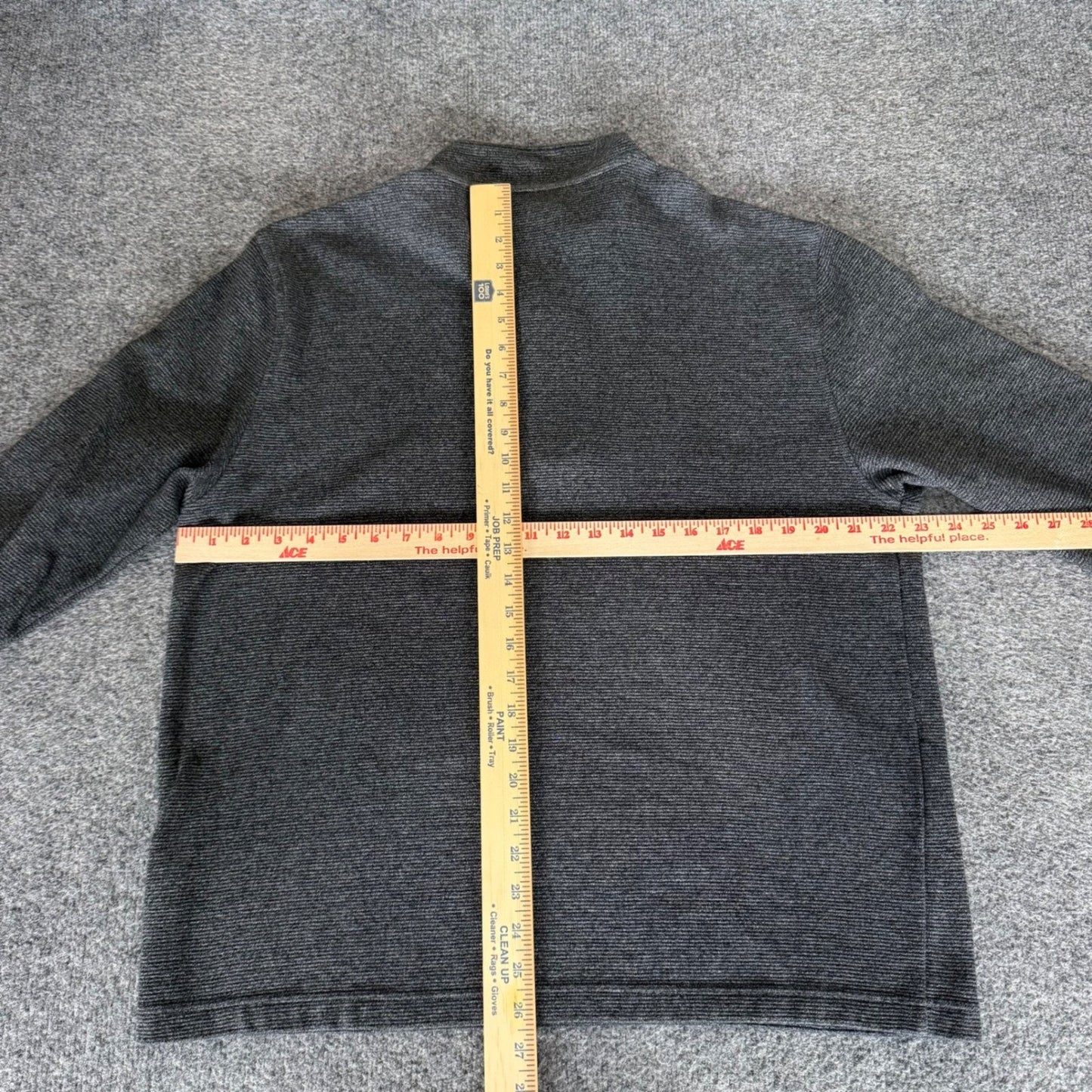 Van Heusen Mens Quarter Zip Pullover Sweater Charcoal Grey Classic Fit Large