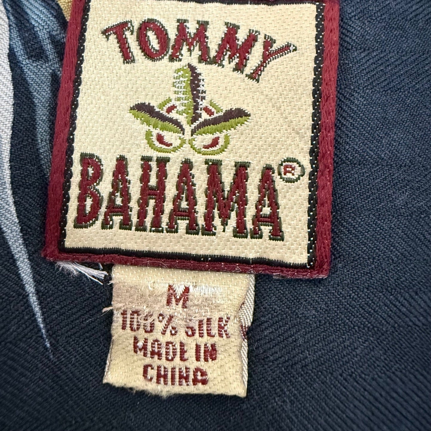 Tommy Bahama Mens Silk Floral Camp Shirt Navy Blue Tropical Short Sleeve M Aloha