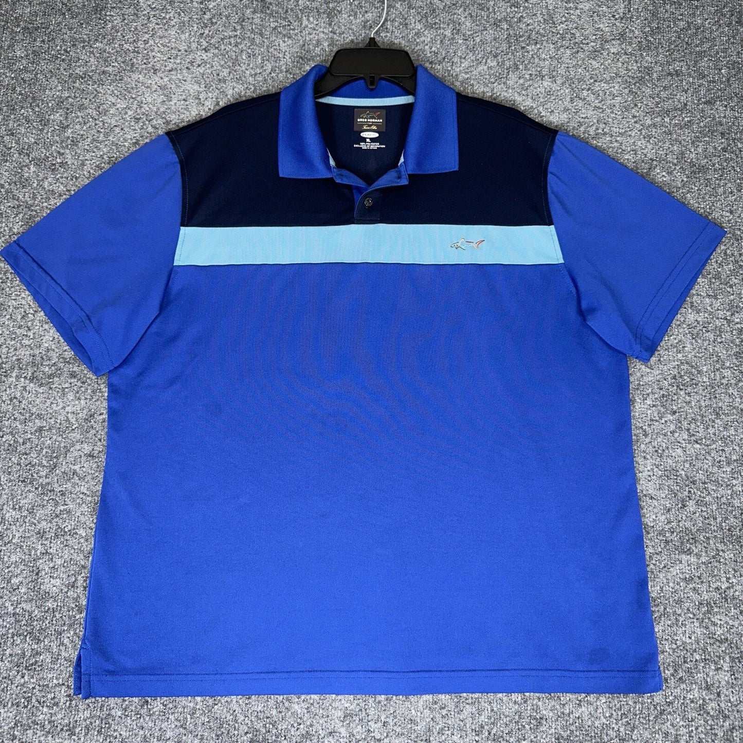 Greg Norman Shirt Mens XL Blue Polo Golf Short Sleeve Performance Dadcore Adult