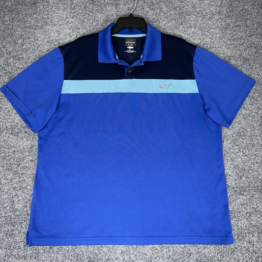 Greg Norman Shirt Mens XL Blue Polo Golf Short Sleeve Performance Dadcore Adult