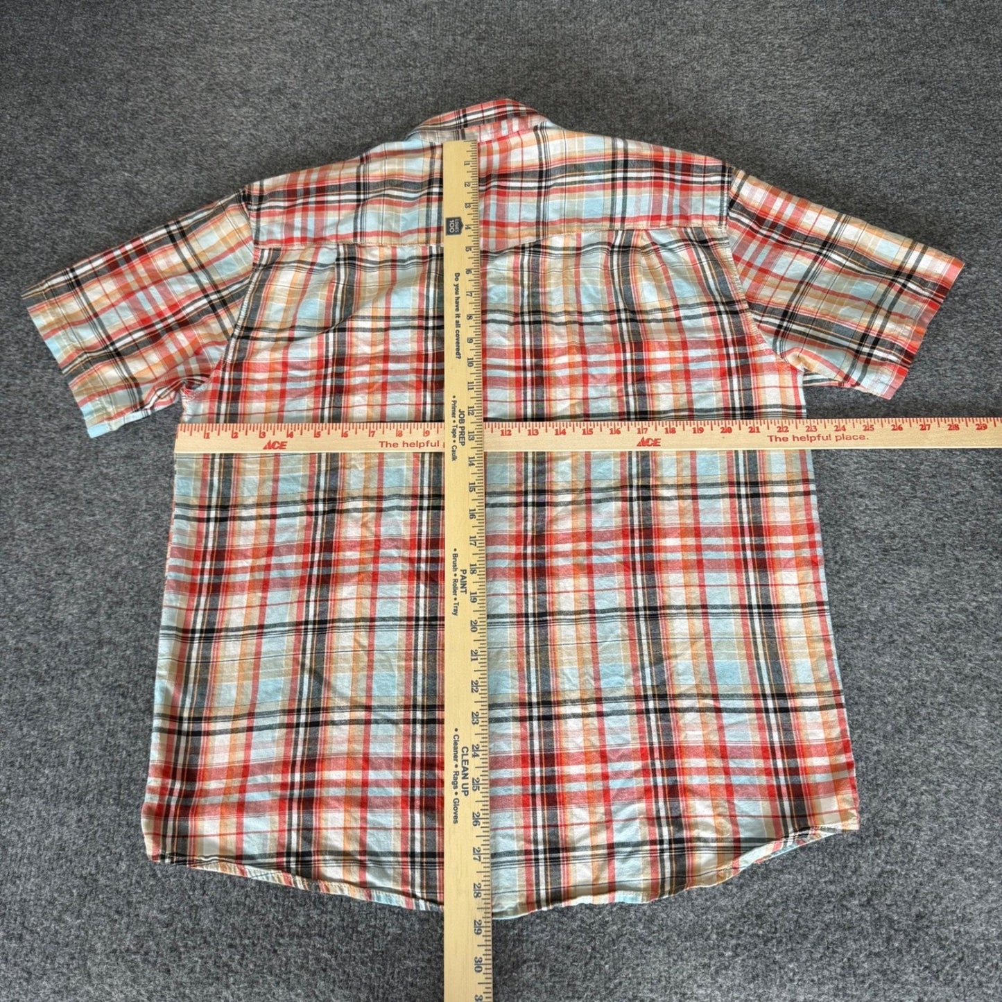 KAVU Shirt Mens Large Plaid Short Sleeve Button Up Casual Hiking Outdoor