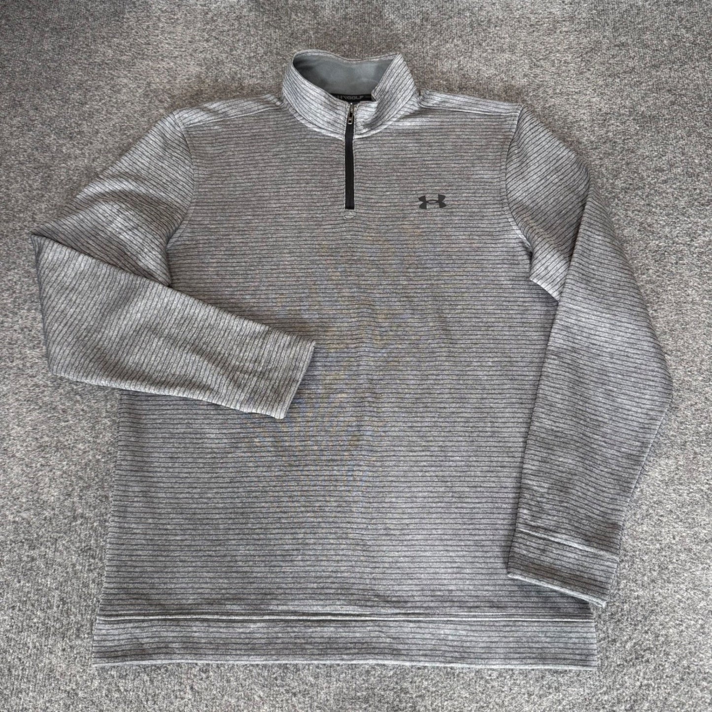 Under Armour Golf Storm Mens Large Tall Gray Striped Quarter Zip Pullover Casual